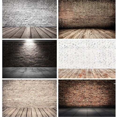Vinyl Custom Vintage Brick Wall Wooden Floor Photography Backdrops Photo Background Studio Prop 21712 YXZQ-10