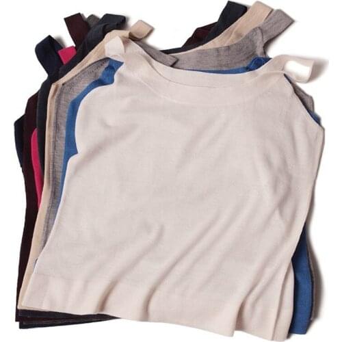 High grade 100%goat cashmere womens boutique tanks and camis tops solid colorS-2XL