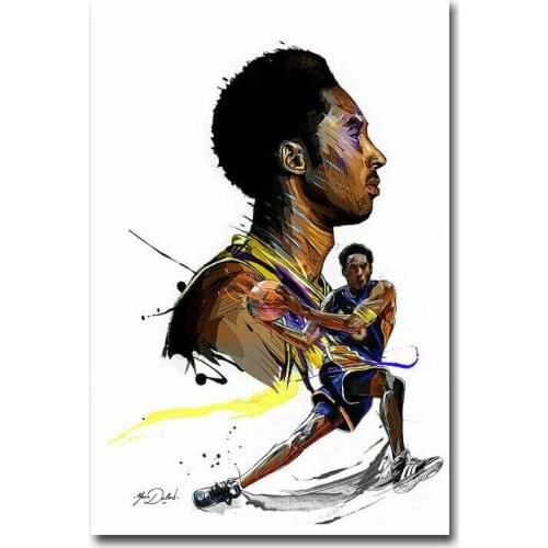Kobe Bryant Basketball Silk Fabric Wall Poster Art Decor Sticker Bright