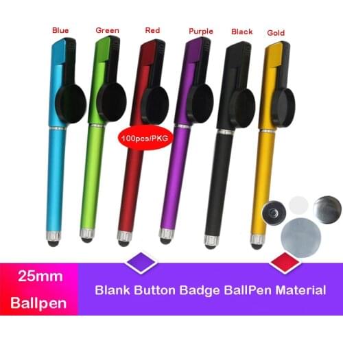 1" 25mm DIY Ballpen Button Badge Blank Pen Material 100sets/Pkg