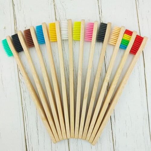 10pcs Natural Aldut Bamboo Toothbrush Banister Brush Natural Soft Hair Tooth Brush Eco-friendly Brushes Oral Cleaning Care Tools