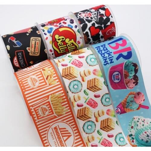 10 Yards Hamburger and Chips Printed Grosgrain Ribbon For Hair Bows DIY Crafts Handmade Accessories 46600