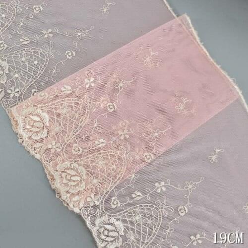 15Yards Embroidered Flowers Pattern Lace Trim Pink Sky Blue Bra Accessories Clothes Sewing Appliques Lingerie Underwear Fabrics