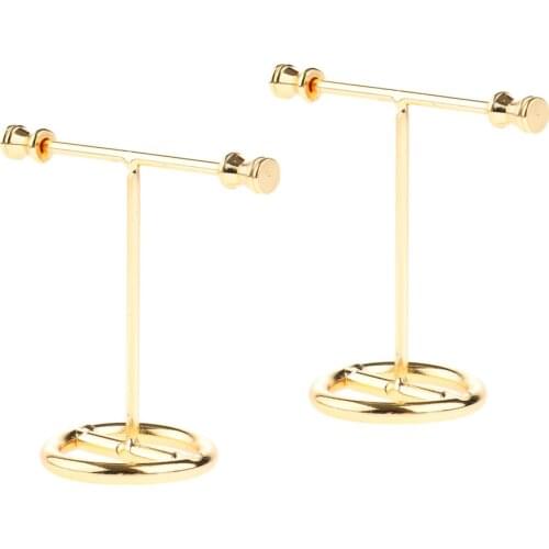 2x Shop Golden Alloy Earring Display Stand Jewelry Showing Rack Shelf