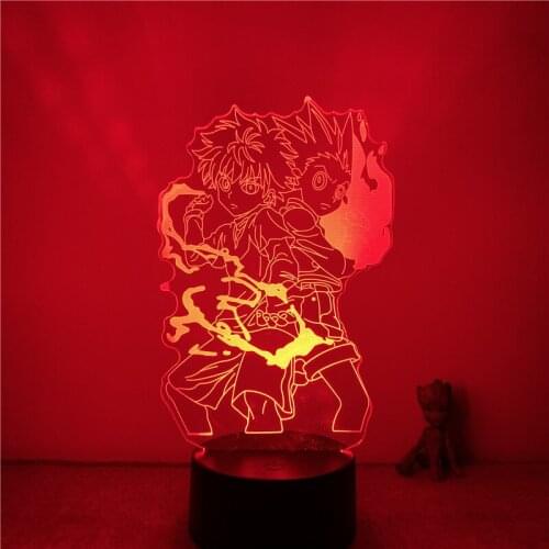 3D Nightlight Anime Hunter X Hunter Gon Killua Fighting Action Figure 7 Colors Touch Optical Illusion Table Lamp Gift Decor Mode