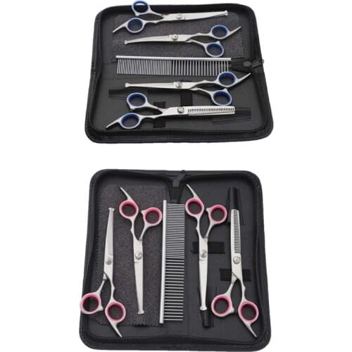 5Pcs/Set 6" Professional Hair Scissors Salon Barber Hairdressing Shears Haircut Tool Kit For Pet Grooming Hair