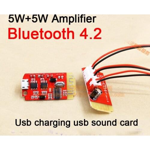 5W+5W Micro 4.2 Stereo Bluetooth 4.2 Power Amplifier Module USB Charging sound with ChargE Port