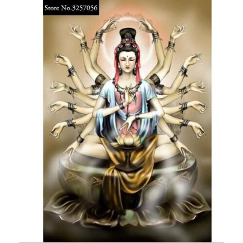 Diamond Embroidery Diy Diamond Painting Cross Stitch Thousand-Handed Kwan-yin Full Round Diamond Mosaic Decorative Stickers Kits