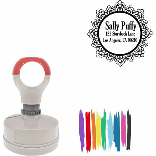 Bbloop Leafy Lace Design Round Pre-Inked Laser-Cut Address Stamp