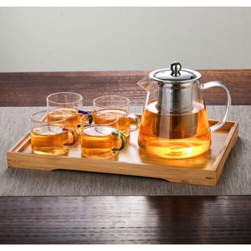 Thick glass teapot kung fu tea set Puer tieguanyin milk oolong tea kettle with tea infuser pot tray teacups for stove stove