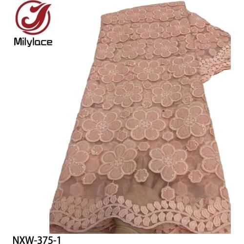 French Tulle Lace Fabric Sequins Emroiderey African Mesh Lace Fabric High Quality Sequins Lace for Wedding NXW-375