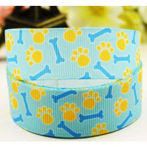 22mm 25mm 38mm 75mm Dogs paw Cartoon printed Grosgrain Ribbon party decoration 10 Yards X-03347