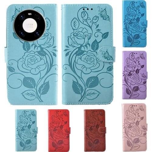 Fashion 3D Flower Flip Leather Wallet Phone Case For Huawei Mate 40 Pro Phone stand function cover with card slot