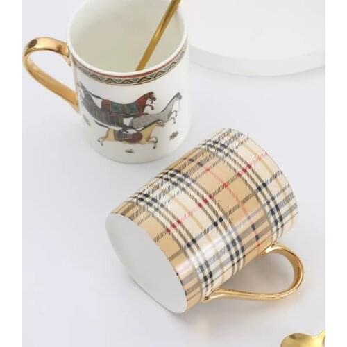 Mug Cafe Tea Milk Cups Bone China Coffee Drinkware Water Mugs With Golden Spoon Birthday Gift