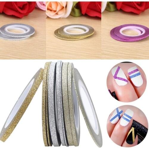 1000pcs Glitter Nail Art Striping Tape Nail Line Sticker 1mm 2mm 3mm Matte Metallic Yarn Line Strip Tape Free Shipping