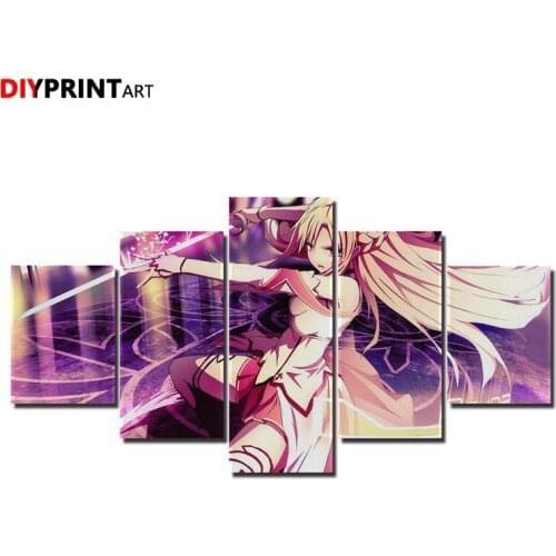 Asuna Sword Art Online 5 Pcs/set Wall Art Decor Paintings Wall Painting for Living Room A1805