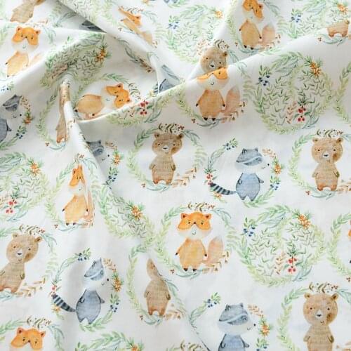 Cartoon Cute Animals 100% Cotton High Quality Soft Fabric Sewing Quilting Needlework Material DIY Handmade for Kids