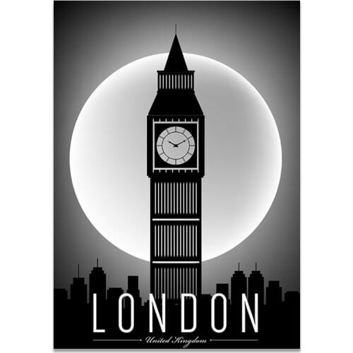 Black White City 5D DIY Poured Glue Diamond Painting Kits Scalloped Edge London Paris New York City Night Mosaic Art Room Decor