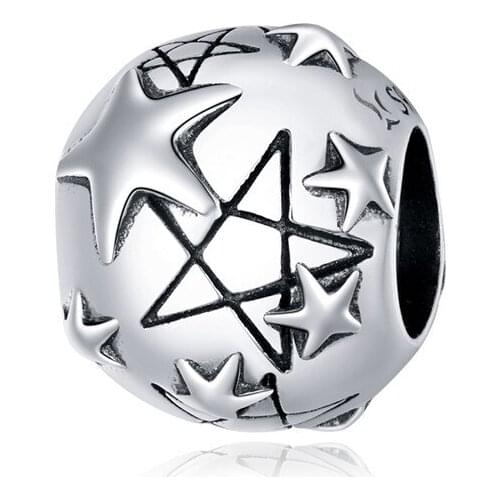 Real 100% 925 Sterling Silver Starry Sky Star Charm for Original Luxury Brand Pan Bracelet Female DIY Jewelry Beads Make