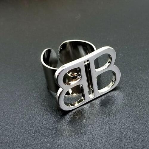 2021 New Personalized Adjustable Ladys Golden B Letter Ring Fashion Gold Silver Color Initial Rings For Women Christmas Gift