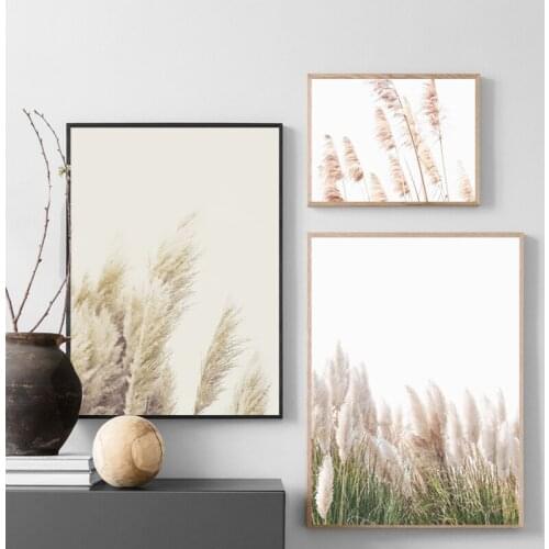 Pampas Grass Nature Plants Posters and Prints Pastel Pampas Modern Photography Wall Art Pictures Canvas Painting Home Decoration