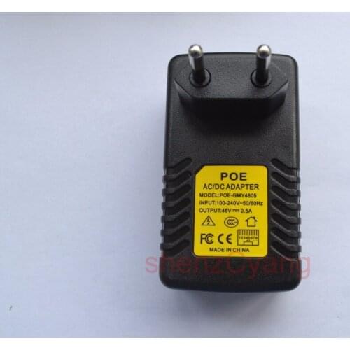 High Quality 1pcs 48V 0.5A Surveillance CCTV Security 48V 0.5A POE POE Injector Ethernet Adapter IP Camera Power Supply EU Plug