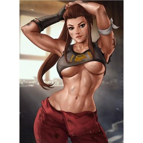 Sexy Power Woman Girl Brigitte Canvas Painting Custom Print Japanese Anime Game Overwatch Poster Wall Art Picture for Bedroom