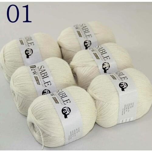 Sale 6*50gr Super Soft Pure Sable Cashmere Wrap Shawls Hand Knit Wool Crochet Yarn White 243-01-6
