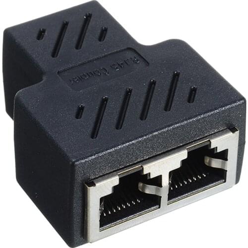 Onsale 1pc RJ45 1 to 2 Ways Splitter Connector Pro RJ-45 1 to 2 LAN Ethernet Network Extender Adapter Black Mayitr