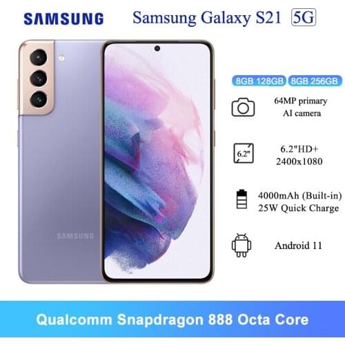 Samsung Galaxy S21 5G G9910 Mobile Phones 6.2" 8GB RAM Snapdragon 888 Octa Core 64MP Rear Camera 4000mAh NFC Cellphones