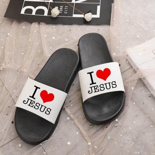 Shoes for woman I Love Jesus sandals for women shoes 2021 Summer Beach Fashion Open Toe Slippers Harajuku Fashion New flip flops