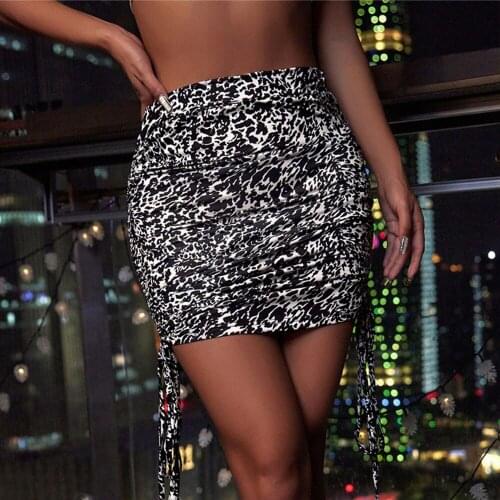 Sexy vintage Black Drawstring folds skirt women summer clothing elegant party club mini woman skirts high waist wrap short skirt