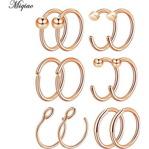 Miqiao Nose Earrings Women Men Ear Nose Piercing Gold Color Septum Rings Open Small Septum Piercing Jewelry
