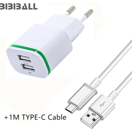 LED Light EU 2A USB Charger + 1M USB C Type c USB for xiaomi mi 8 6x a1 mi8 ZTE Nubia N1 Z11 /Z11 Max / Z11 mini/ Axon 7 Mini