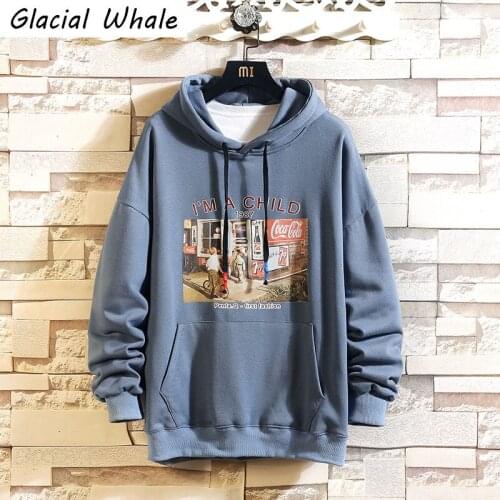 GlacialWhale Mens Hoodies Men 2021 Winter Graphic Sweatshirt Hip Hop Streetwear Harajuku Oversized Orange Hoodie Men Sweatshirts