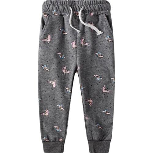 Jumping meters New Unicorns Sweatpants for Girls Autumn Spring Drawstring Clothing Fashion Kids Animals Trousers Girls Pants