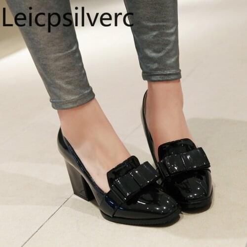 Pumps Spring and autumn Butterfly-knot Casual Pointed Shallow mouthThick heel High heel Womens Single shoes plus size 33-43