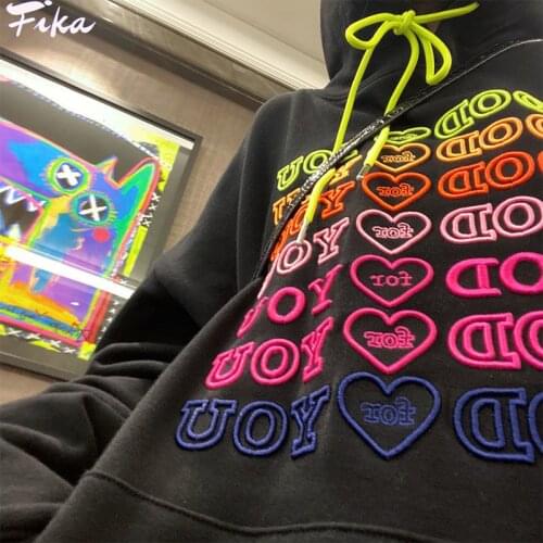 2021 Women Streetwear Embroidery Anime Hoodie Sweatshirt Women Spring Oversized Harajuku Hoodie Long Sleeve Korean Style Tops