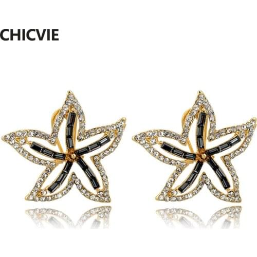 CHICVIE Fashion Star Drop Earrings Jewelry Female Bridal Wedding Earrings For Women Gold Rhinestone Statement Earrings SER140329