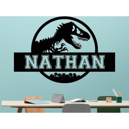 Dinosaur sign Personalized name Wall Decal Tyrannosaur Rex Vinyl Sticker for kids room Art Decor Wall Decals G526