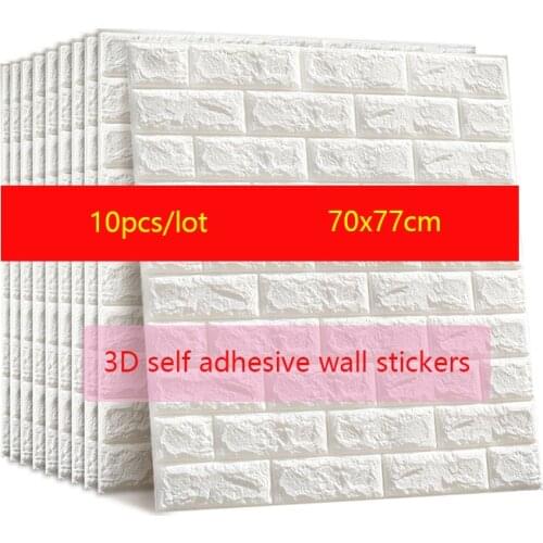10pcs Self adhesive Wall Stickers Environmental protection Wall Covering Living Room Waterproof Brick Wallpaper DIY Background