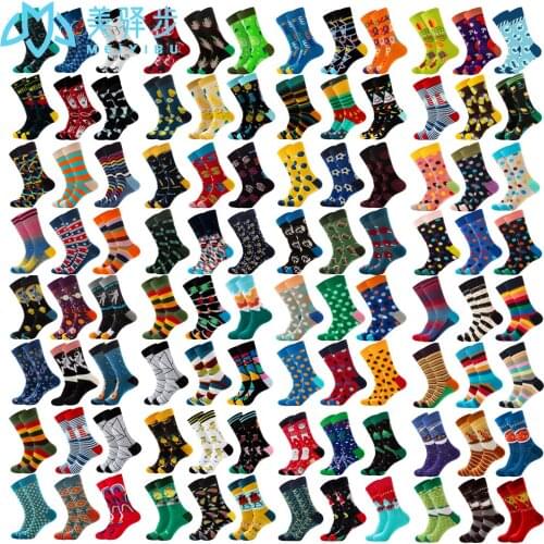 12 Pairs Per Set Autumn Diamond Socks Animal Fruit Socks Food Geometry Christmas Funny Sock Gift