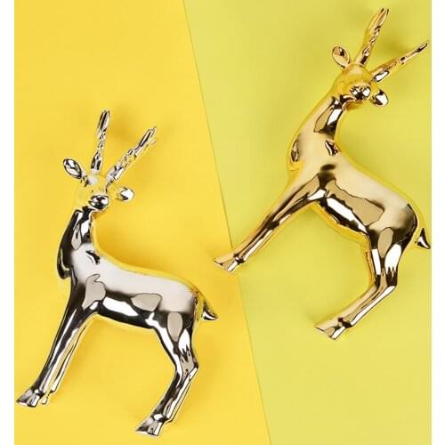 2021 Deer Statue Ceramic Sculpture Nordic Decoration Home Decor Statues Elk Figurines Modern Decoration Tabletop Ornament