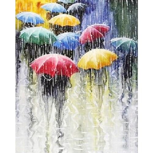 Diamond painting by numbers diamond embroidery patchwork diamond mosaic square picture of rhinestones Rain & umbrella WX28