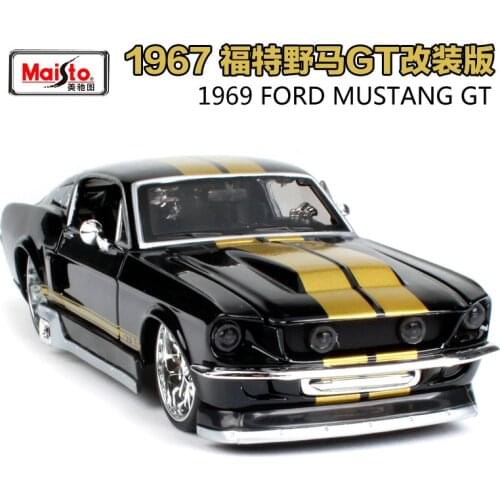 Maisto 1:24 1967 Ford Mustang GT Grey yellow Muscle Car Diecast Model Car Toy New In Box 31094