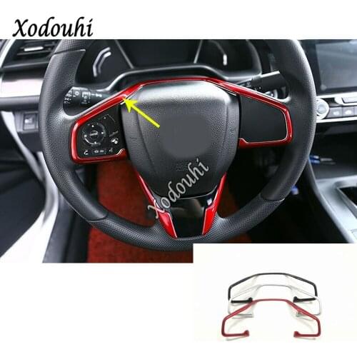 Car Sticker Cover ABS Steering Wheel Interior Kit Switch Trim Lamp Frame Parts 1pcs For Honda Civic 10th Sedan 2019 2020 2021