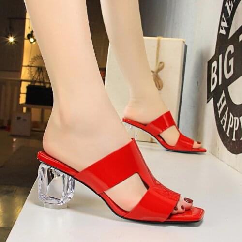 Open toe heels summer sandals high heel slippers leather sandals women block heel shoes white sandals party shoes bigtree shoes