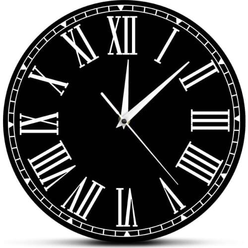 Custom Quiet Sweep Quartz Wall Clock Roman Numeral Personalised Hanging Wall Duvar Saati Black White Watch Room Decor