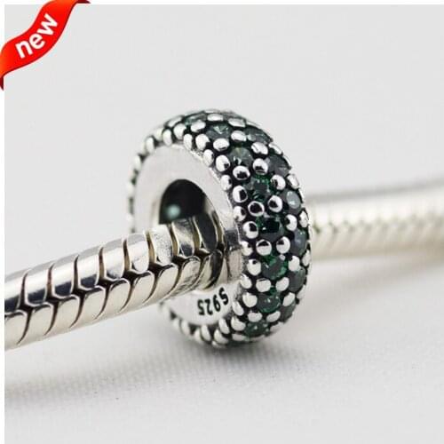 CKK 925 Sterling Silver Jewelry Abstract Spacer with Dark Green Original Charms Beads Fits Bracelets For Jewelry Making
