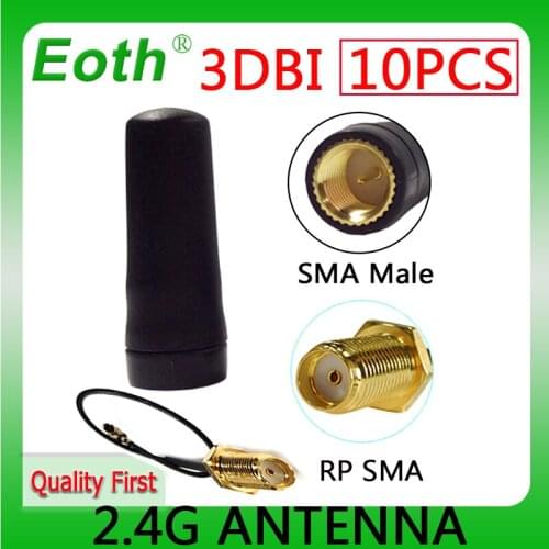 10pcs 2.4GHz antenna SMA Male Connector 2dBi Wifi Antena Directional 2.4 Ghz Mini size Antennas wi fi antenne for wi-fi router